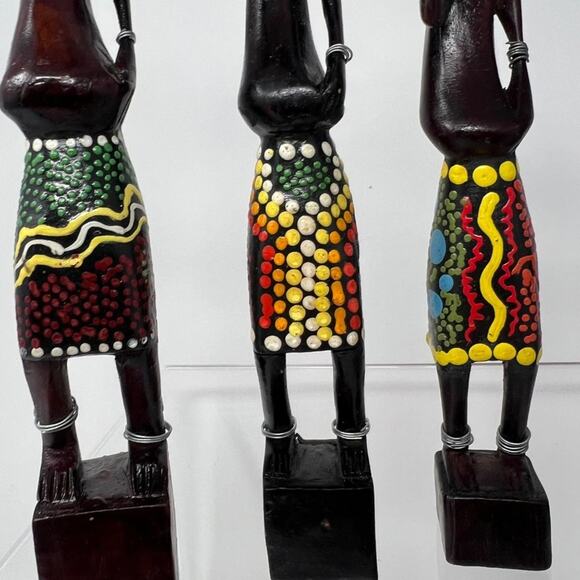 Set of 5 Vintage African Tribal Wood Figurines Sculptures Art Decor Hand-Carved - Picture 10 of 10